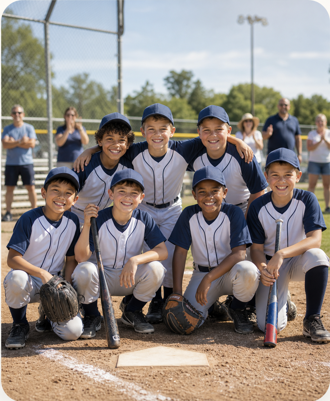 Kids baseball team at a community field